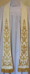 White Italian Style Embroidered Preaching Stole